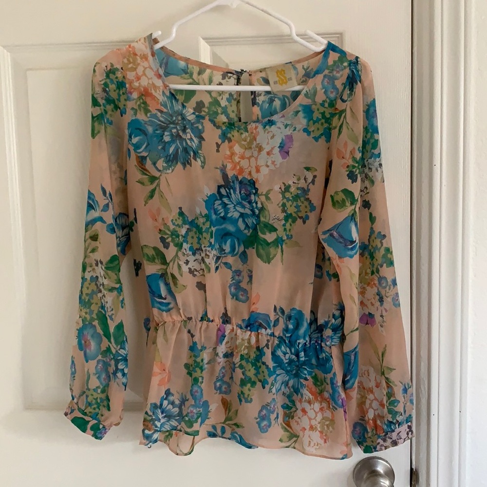 Sheer peplum floral top